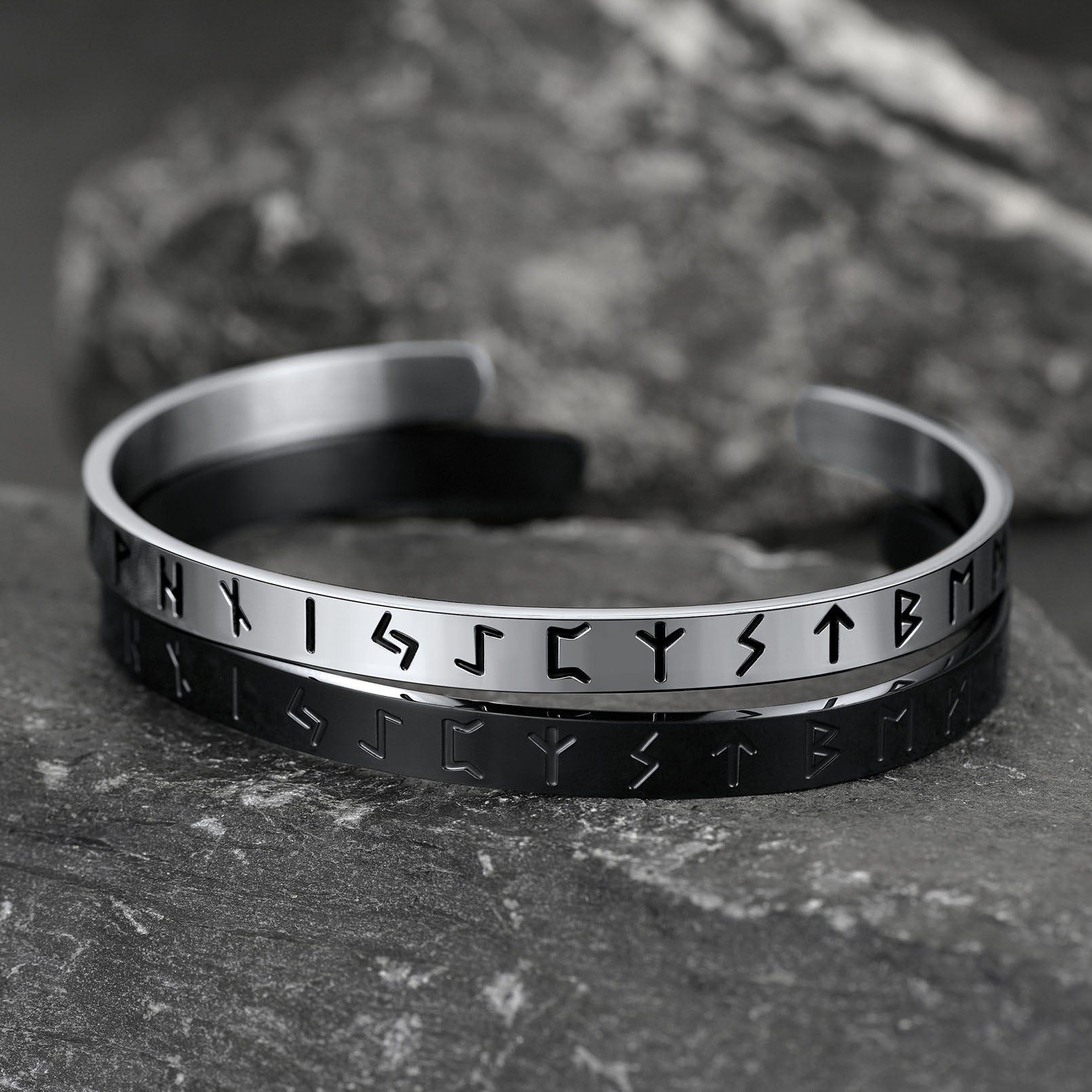 Norse Viking Runes Bangle Cuff Bracelet For Men