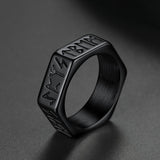 Norse Viking Hexagon Runes Band Ring For Men