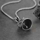 Biker Skull Bell Pendant Necklace Gift For Motorcycle