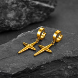 Flash Sale Star Cross Dangle Hoop Earrings For Men