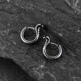 Sterling Silver Cobra Snake Huggie Hoop Earrings for Men
