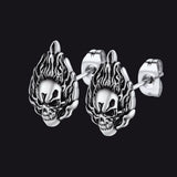 Flame Skull Stud Earrings For Men