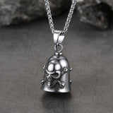 Biker Skull Bell Pendant Necklace Gift For Motorcycle