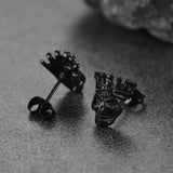 Punk Crown Skull Stud Earrings for Men Halloween Gift