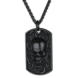 Gothic Skull Dog Tag Pendant Necklace For Men