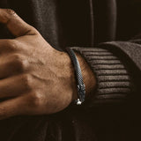 Viking Bracelet Norse Wolf Heads Cuff Bangle For Men