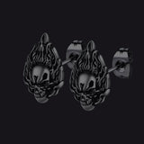 Flame Skull Stud Earrings For Men