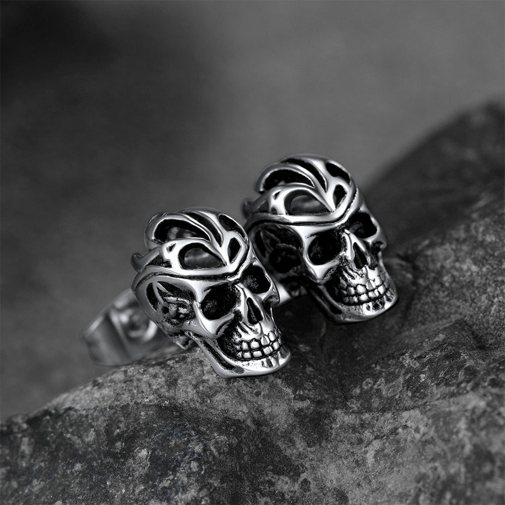 Gothic Celtic Knot Skull Stud Earrings For Men