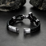 Viking Thor's Hammer Mjolnir Braided Leather Bracelet Gift For Men