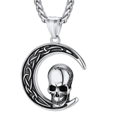 Flash Sale Celtic Crescent Moon Skull Necklace For Men