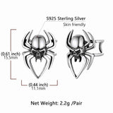 Sterling Silver Spider Skull Ear Cuff Earrings Halloween Gift