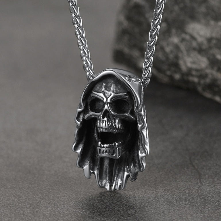 Grim Reaper Skull Pendant Necklace For Men