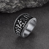 Norse Viking Valknut Ring with Rune for Men