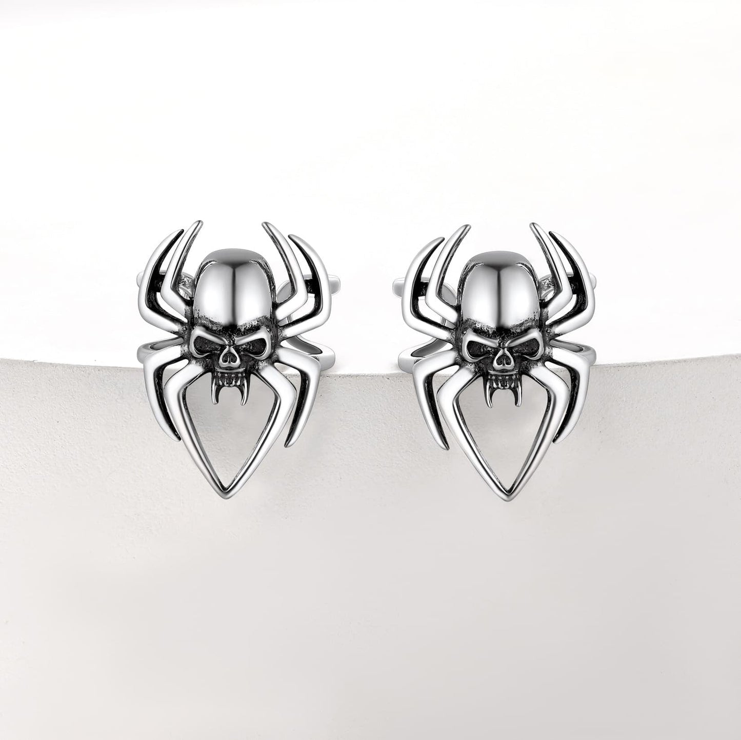 Sterling Silver Spider Skull Ear Cuff Earrings Halloween Gift
