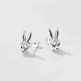 Halloween Silver Evil Bunny Stud Earrings For Men