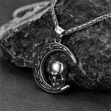 Flash Sale Celtic Crescent Moon Skull Necklace For Men