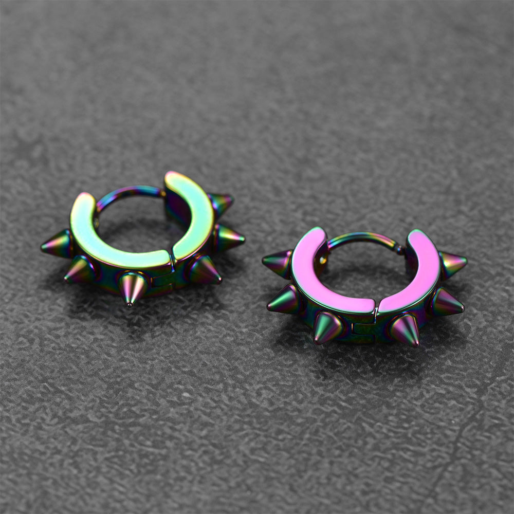 Punk Spike Rivet Huggie Hoop Earrings For Men Women