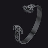 FaithHeart Viking Futhark Runes Cuff Bracelet For Men