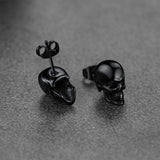 Gothic Punk Skull Stud Earrings For Men