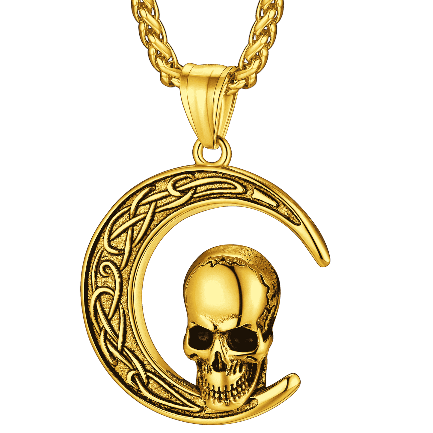 Flash Sale Celtic Crescent Moon Skull Necklace For Men