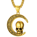Flash Sale Celtic Crescent Moon Skull Necklace For Men