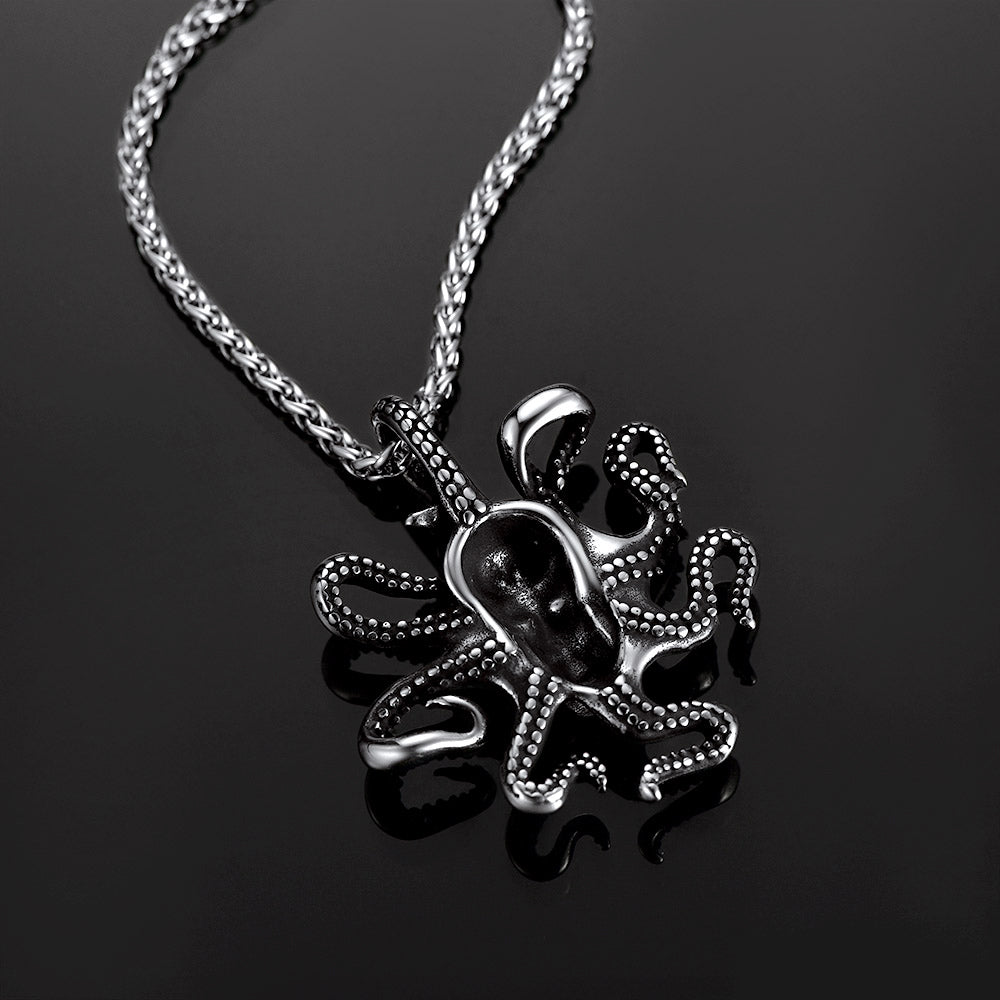 Gothic Octopus Skull Necklace For Men