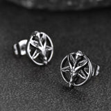 Satanic Baphomet Goat Stud Earrings for Men