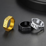 Norse Viking Hexagon Runes Band Ring For Men