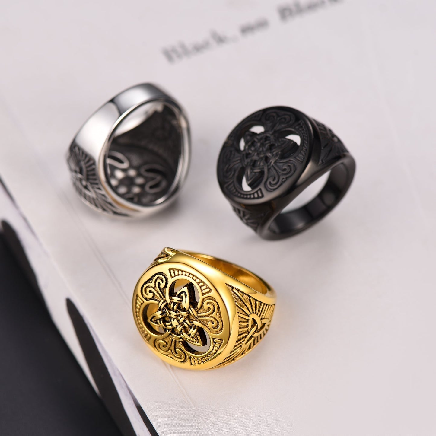 Viking Celtic Trinity Knot Signet Ring for Men