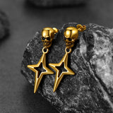 Flash Sale Skull Dangle Stud Earrings with Cross Star For Men