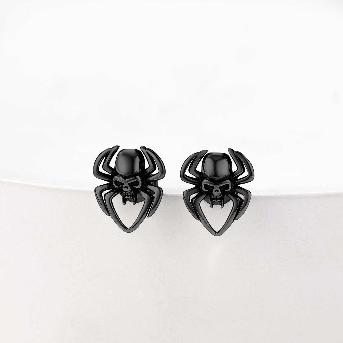 Spider Skull Stud Earrings in Sterling Silver Halloween Gift