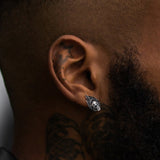 Flame Skull Stud Earrings For Men