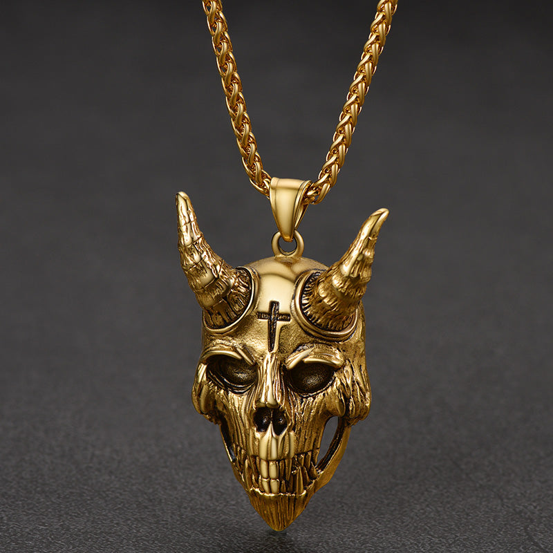 Gothic Skull Goat Necklace Devil Pendant for Men