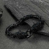 Viking Wolf Head Chain Bracelet Cuff Bangle Gift for Men