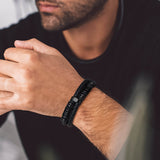 Engraved Viking Leather Braided Wristband Bracelet Gift for Men/Grandson