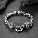 Viking Wolf Head Chain Bracelet Cuff Bangle Gift for Men