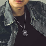 Gothic Skull Dog Tag Pendant Necklace For Men