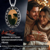 Personalized Photo Pendant Necklace with Skull for Men Women